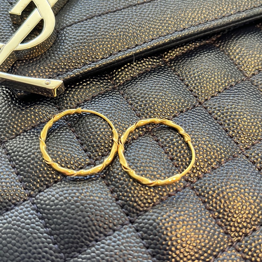 Italy  18 karat gold, solid, Hope Earrings 2 gram - Picture 4 of 7